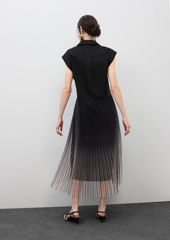 LOLA CASADEMUNT BLACK DRESS PLEATED TULLE SKIRT LS2616133 126