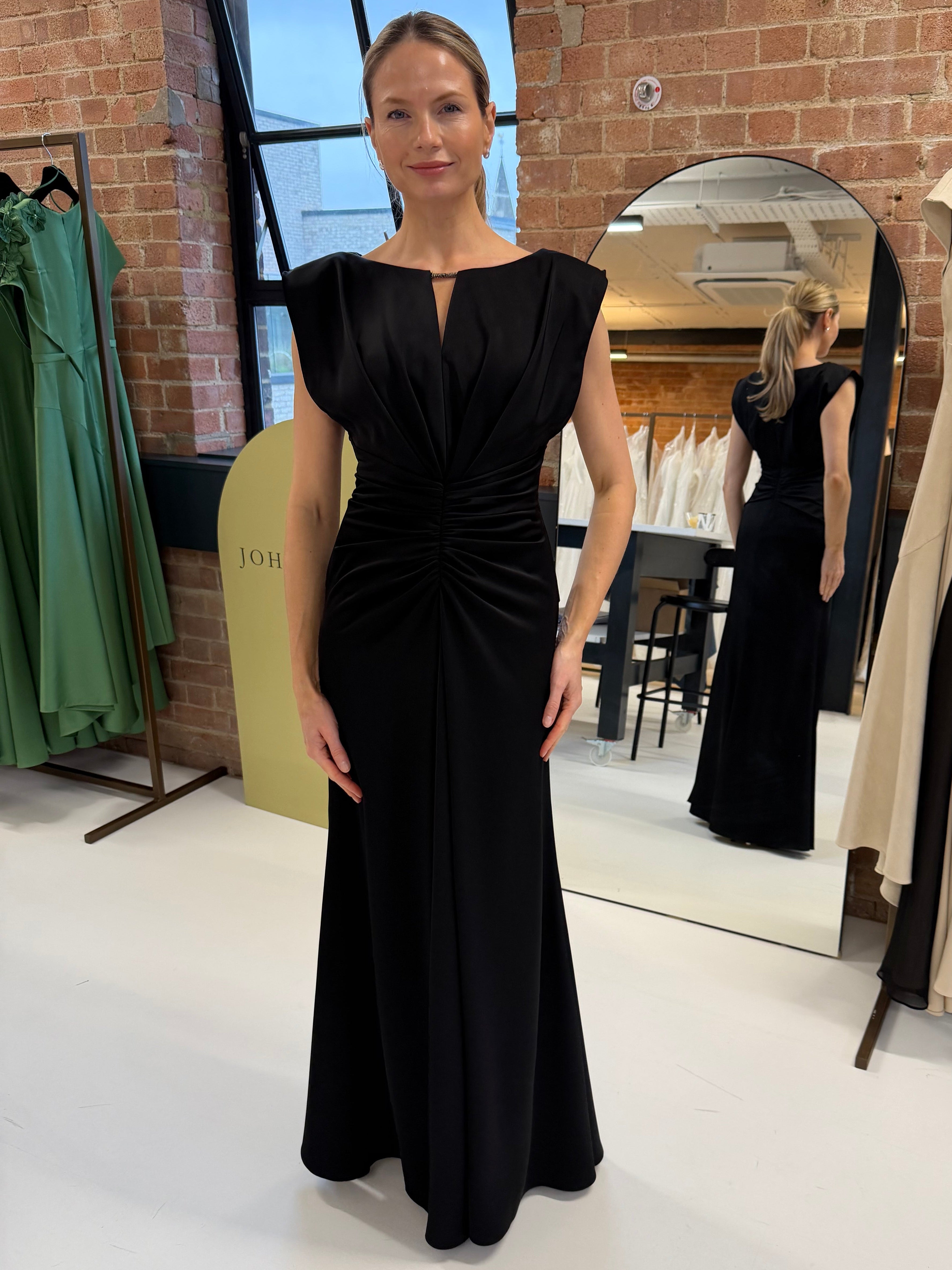 maisonel black maxi dress for black tie events stocked at macbees ireland 