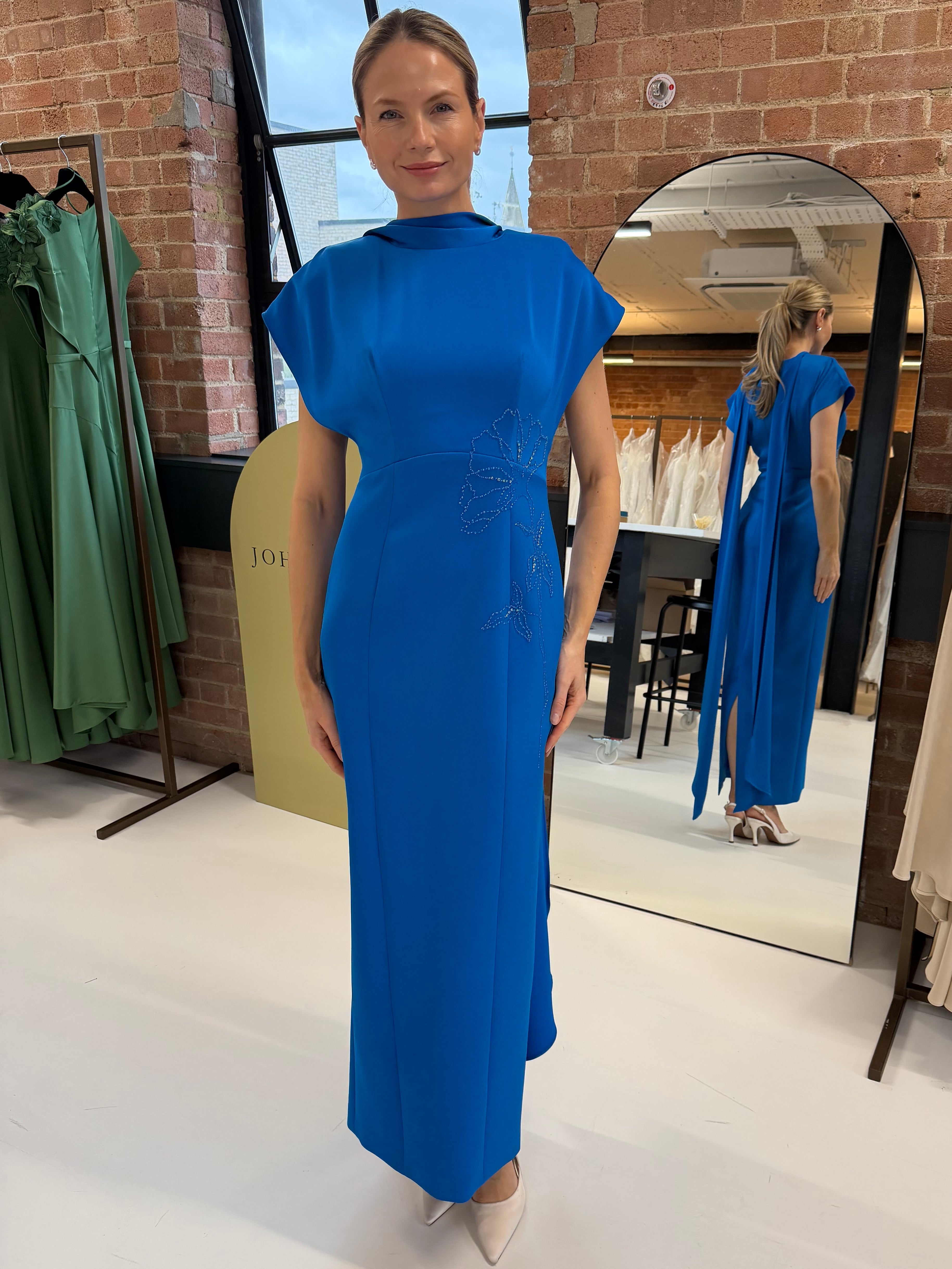 maisonel blue maxi mother of the bride dress stocked at macbeses ireland 