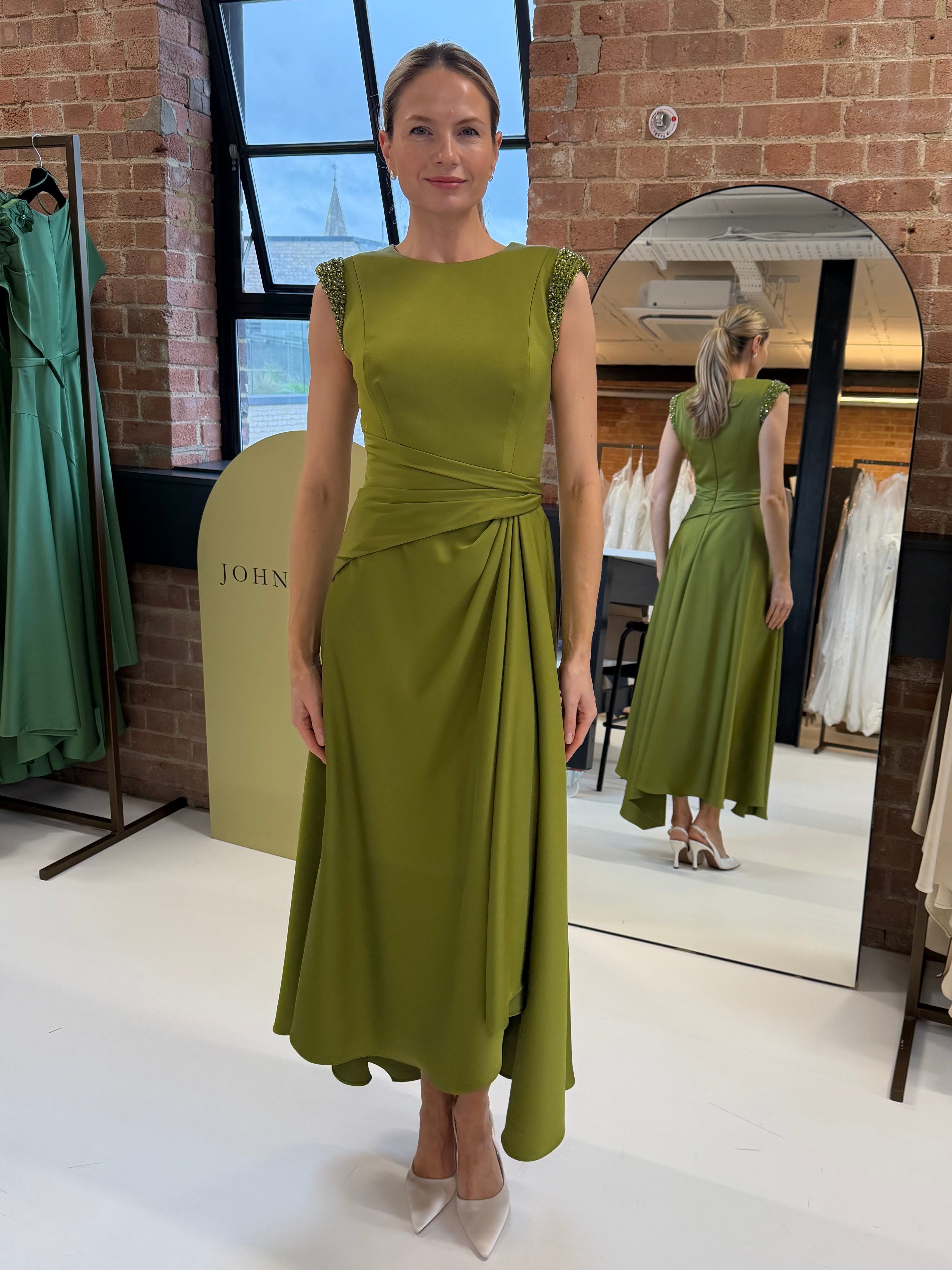 maisonle green maxi event dress stocked at macbees ireland 
