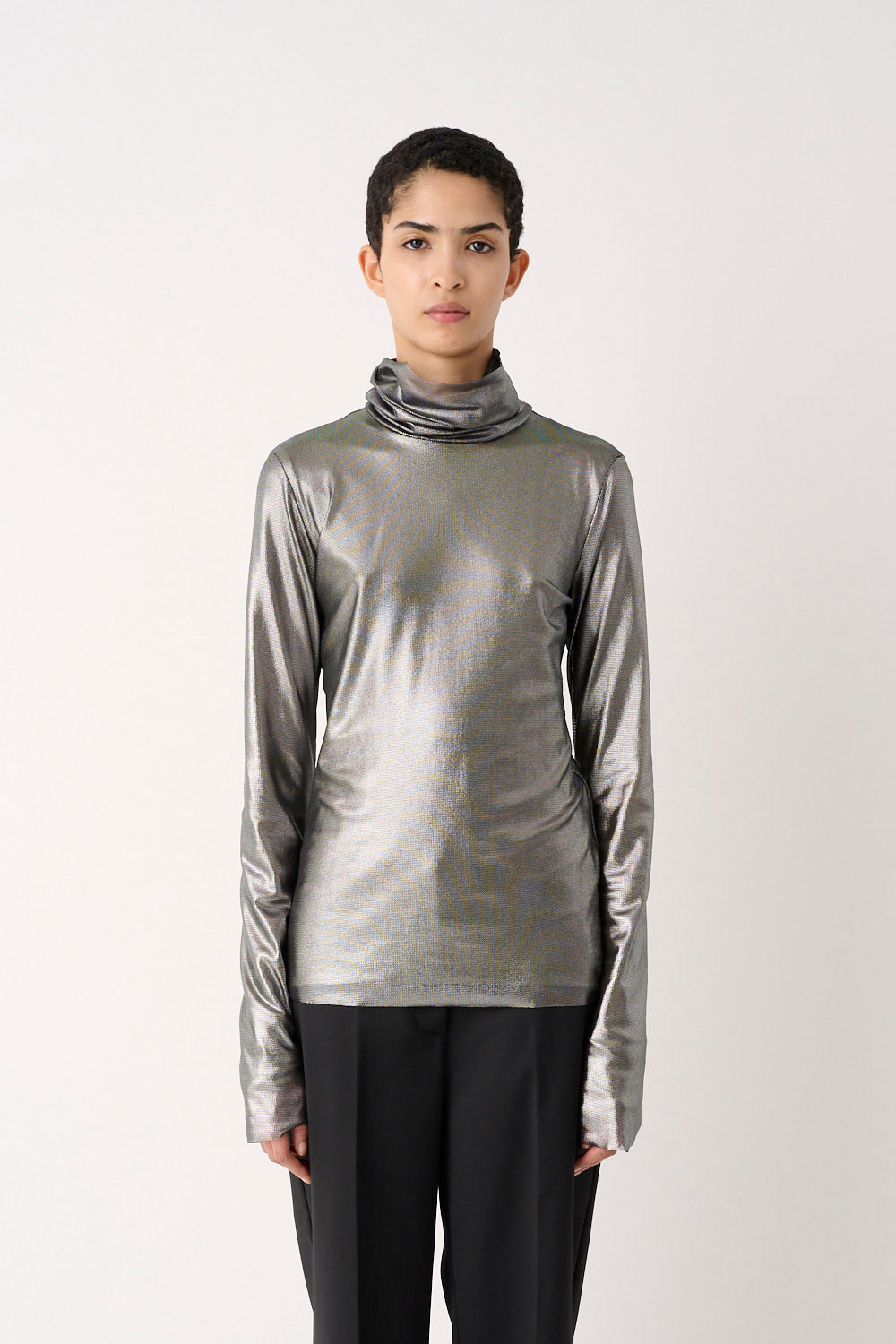 meimeij silver polo neck top M6FN00 shop at macbee ireland