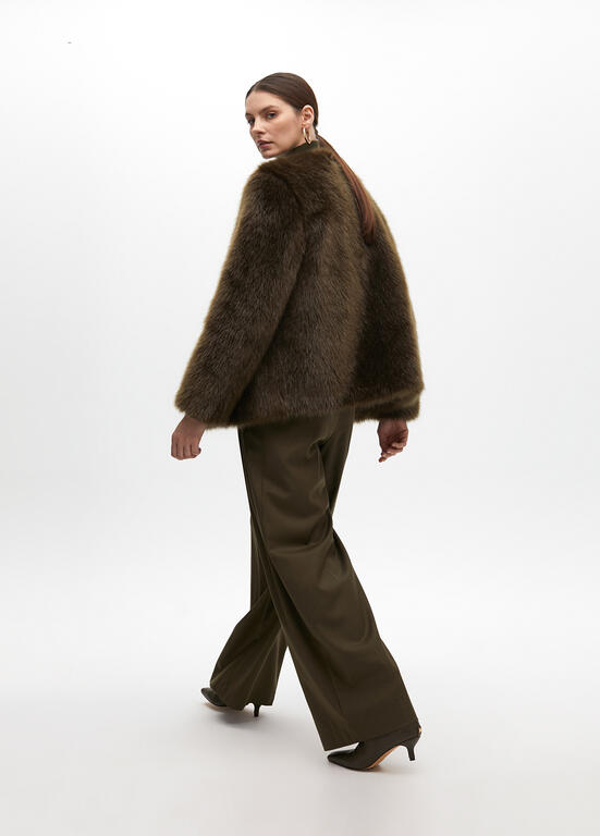 LOLA CASADEMUNT KHAKI FUR JACKET 2501008 225