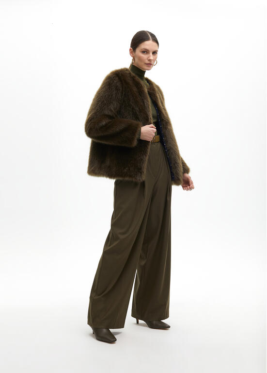LOLA CASADEMUNT KHAKI FUR JACKET 2501008 225