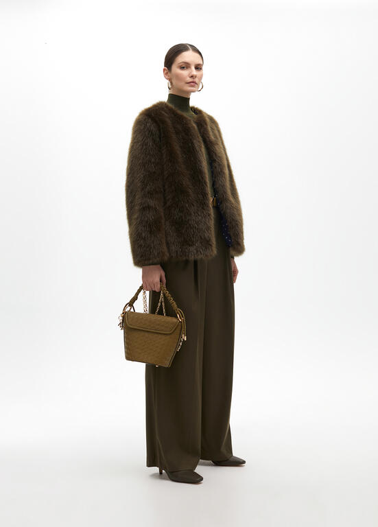 LOLA CASADEMUNT KHAKI FUR JACKET 2501008 225