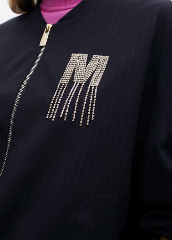 LOLA CASADEMUNT NAVY PIN STRIPE BOMBER JACKET 2502005 225