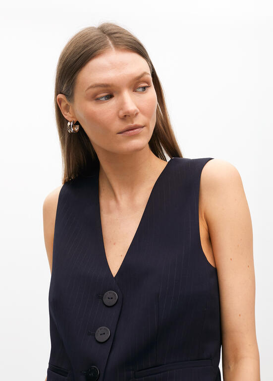 LOLA CASADEMUNT NAVY PINSTRIPE WAIST COAT 2502008 225