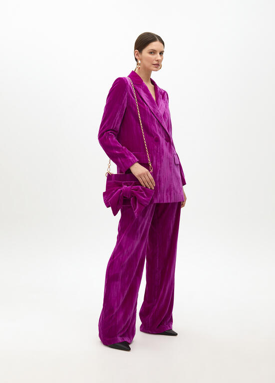 LOLA CASADEMUNT PINK VELVET TROUSERS 2514004 225