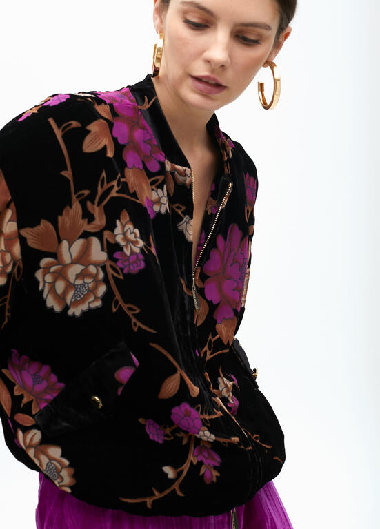 LOLA CASADEMUNT BLACK PRINT VELVET JACKET 2502016 225