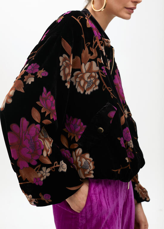 LOLA CASADEMUNT BLACK PRINT VELVET JACKET 2502016 225