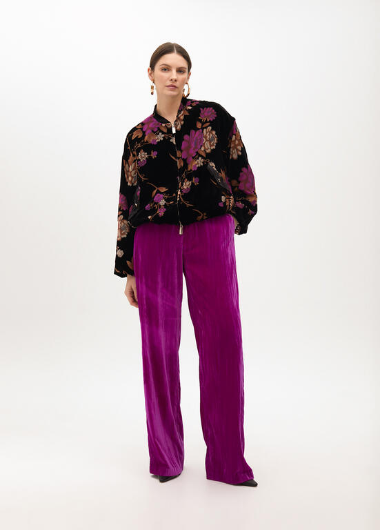 LOLA CASADEMUNT BLACK PRINT VELVET JACKET 2502016 225