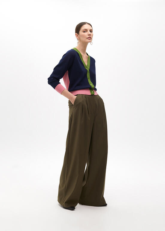 LOLA CASADEMUNT NAVY CONTRAST TRIM CARDIGAN  2511008 225