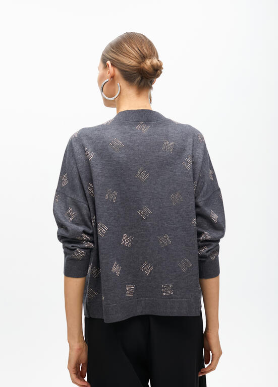 LOLA CASADEMUNT GREY LOGO CARDIGAN 2511010 225
