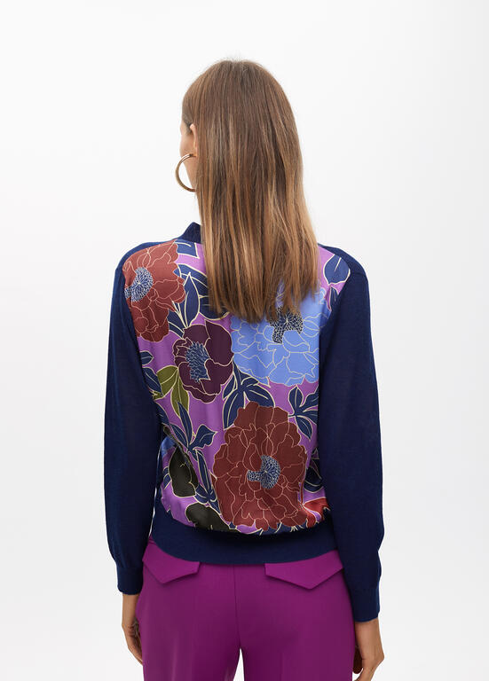 LOLA CASADEMUNT NAVY PRINT BACK CARDIGAN 2511016 225