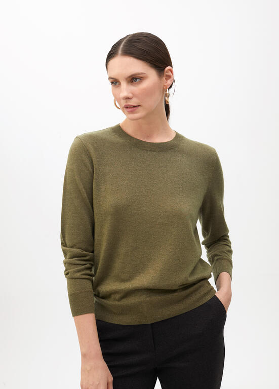 LOLA CASADEMUNT KHAKI ROUND NECK KNIT 2511020 225