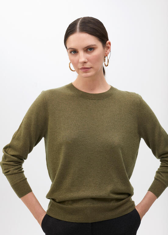 LOLA CASADEMUNT KHAKI ROUND NECK KNIT 2511020 225