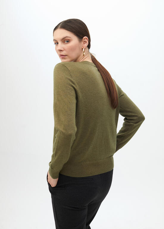 LOLA CASADEMUNT KHAKI ROUND NECK KNIT 2511020 225
