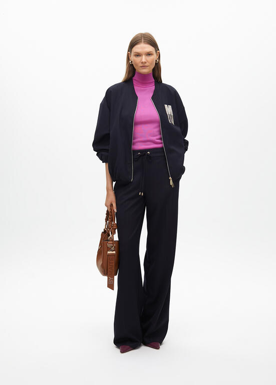 LOLA CASADEMUNT NAVY PINSTRIPE TROUSERS 2514001 225