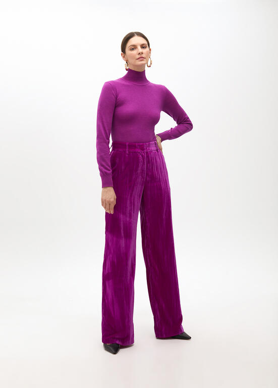 LOLA CASADEMUNT PINK VELVET TROUSERS 2514004 225