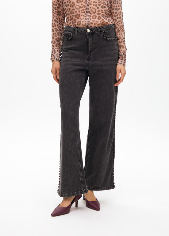 LOLA CASADEMUNT BLACK EMBELLISHED STRIPE JEANS 2514008 225