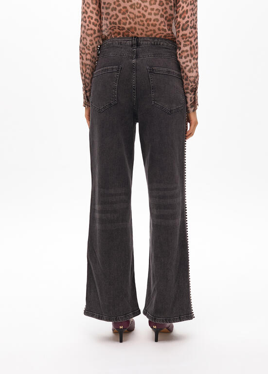 LOLA CASADEMUNT BLACK EMBELLISHED STRIPE JEANS 2514008 225