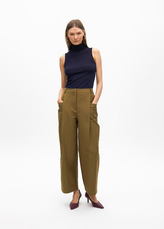 LOLA CASADEMUNT KHAKI CHINO TROUSERS 2514018 225