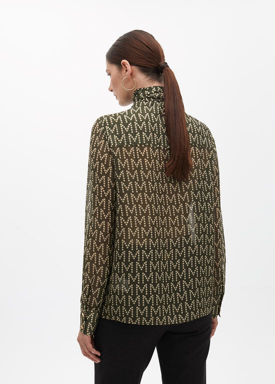 LOLA CASADEMUNT KHAKI PRINT BLOUSE 2515002 225