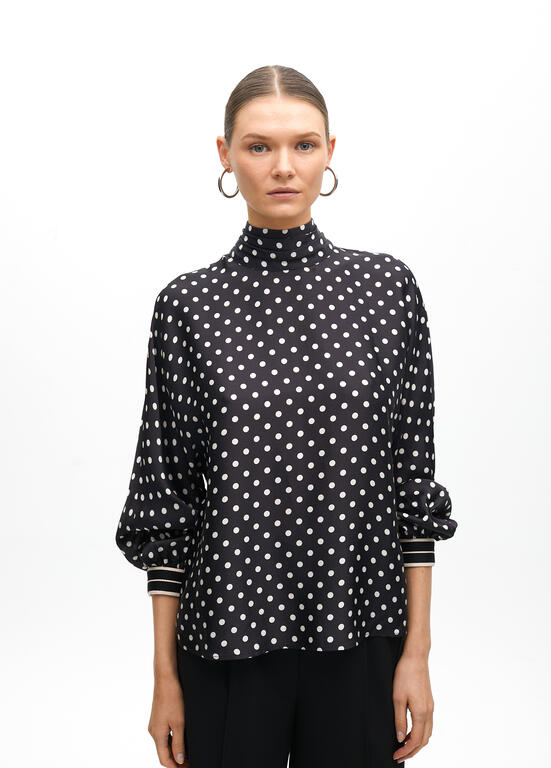LOLA CASADEMUNT BLACK POLKA DOT BLOUSE 2515009 225