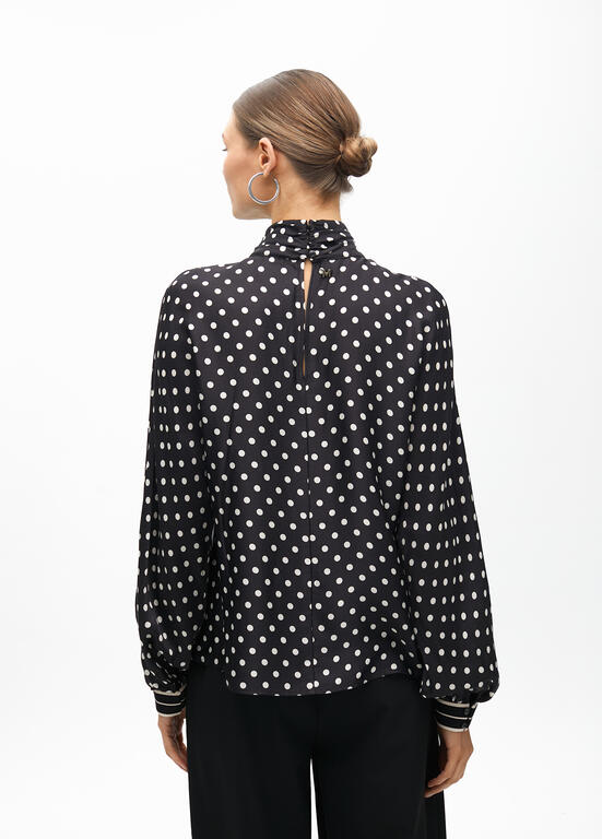 LOLA CASADEMUNT BLACK POLKA DOT BLOUSE 2515009 225