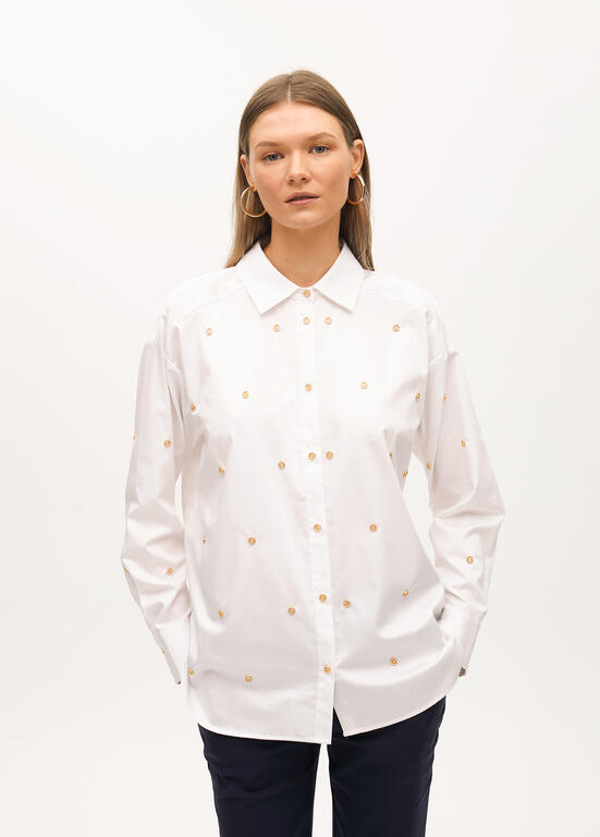 LOLA CASADEMUNT WHITE BUTTON DETAIL BLOUSE 2515018 225