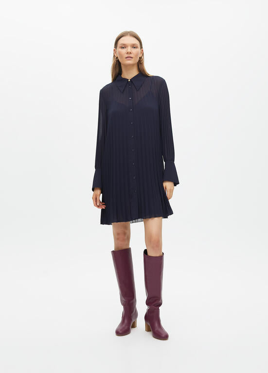 LOLA CASADEMUNT NAVY PLEAT DRESS 2516603 225