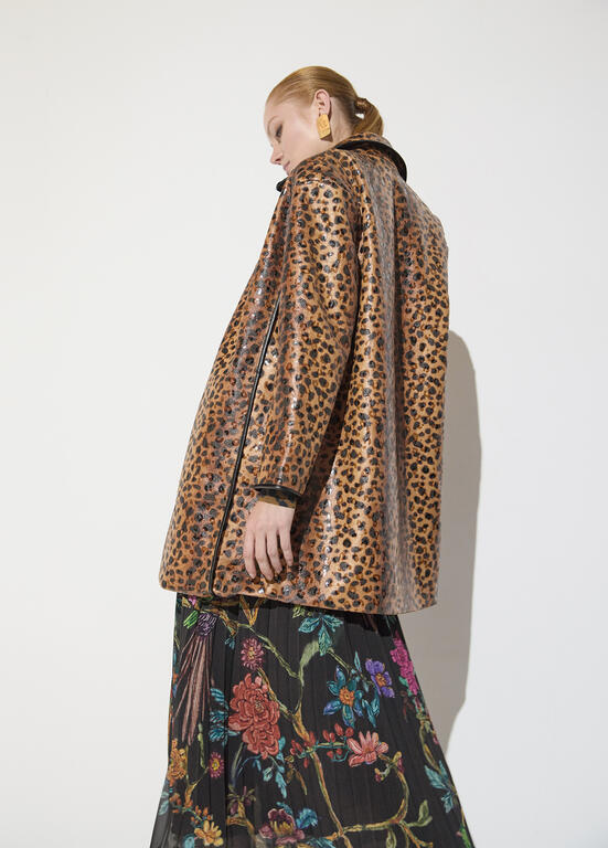 LOLA CASADEMUNT MAITE BROWN ANIMAL PLEATH COAT MF2601002 226