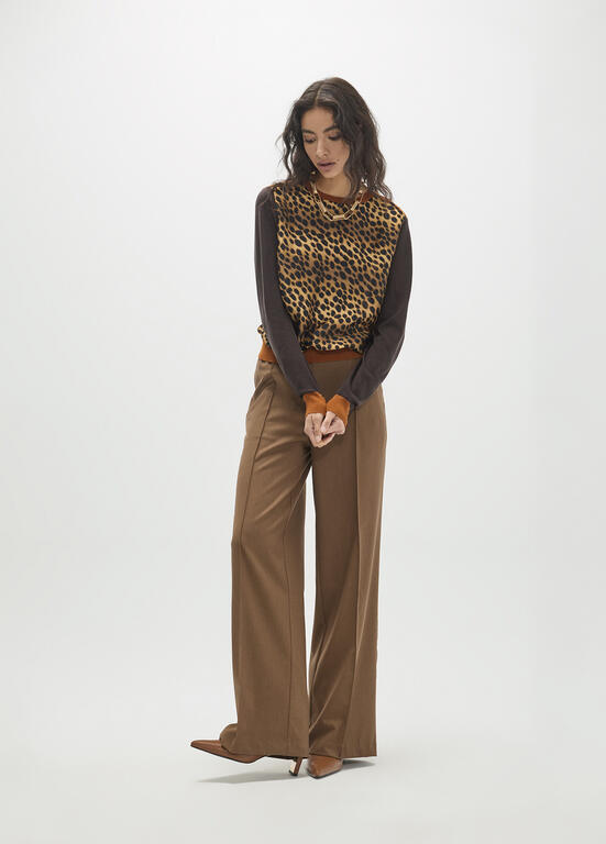 LOLA CASADEMUNT MAITE BROWN SATIN ANIMAL KNIT MF2611012 226