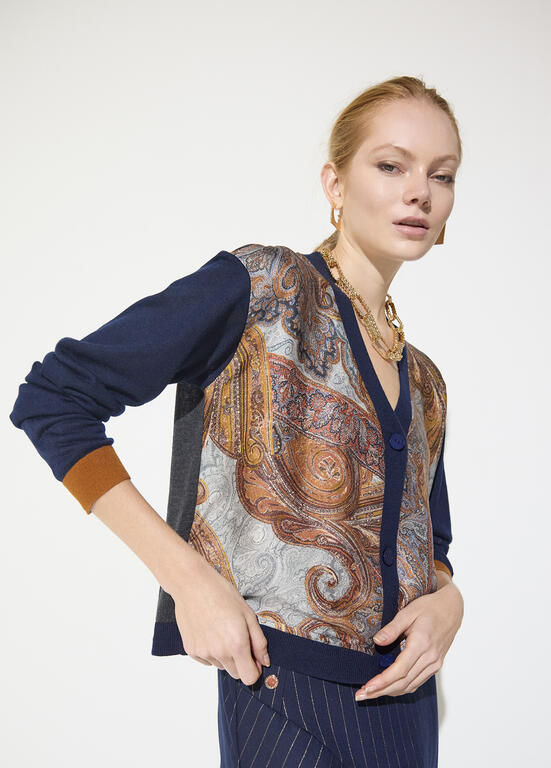 LOLA CASADEMUNT MAITE NAVY SATIN CARDIGAN MF2611025 226