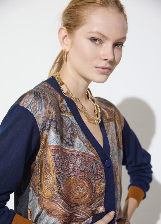 LOLA CASADEMUNT MAITE NAVY SATIN CARDIGAN MF2611025 226