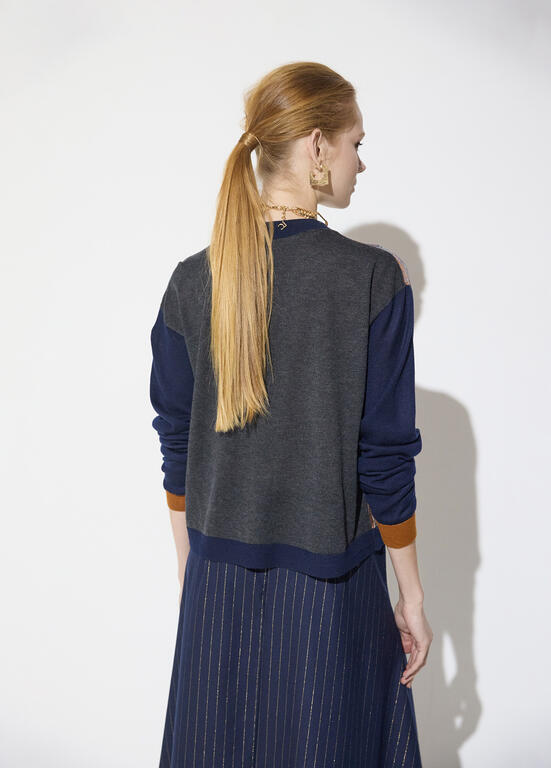LOLA CASADEMUNT MAITE NAVY SATIN CARDIGAN MF2611025 226
