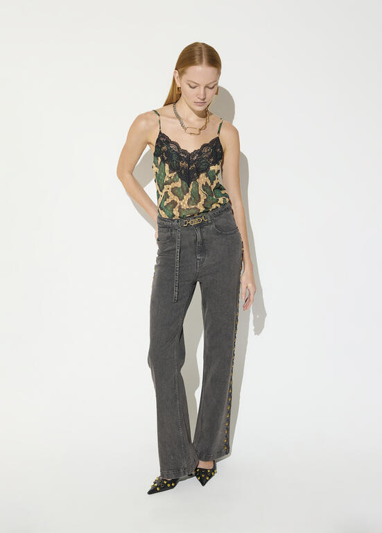 LOLA CASADEMUNT MAITE GREY STUD JEANS MF2614011 226