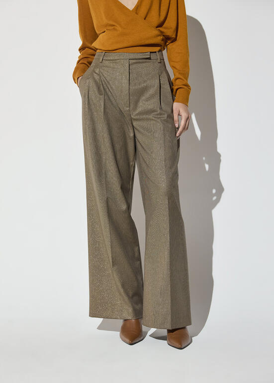 LOLA CASADEMUNT MAITE BROWN WIDE LEG TROUSERS MF2614018 226