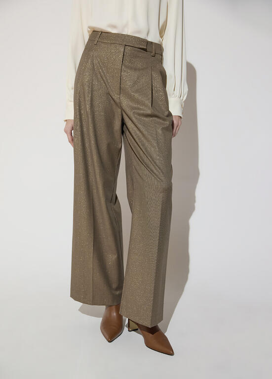 LOLA CASADEMUNT MAITE BROWN WIDE LEG TROUSERS MF2614018 226