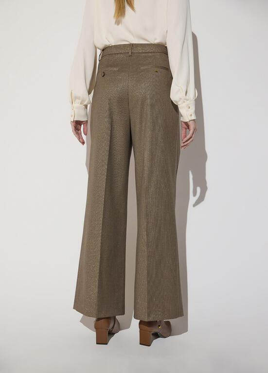 LOLA CASADEMUNT MAITE BROWN WIDE LEG TROUSERS MF2614018 226