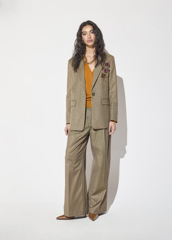 LOLA CASADEMUNT MAITE BROWN WIDE LEG TROUSERS MF2614018 226