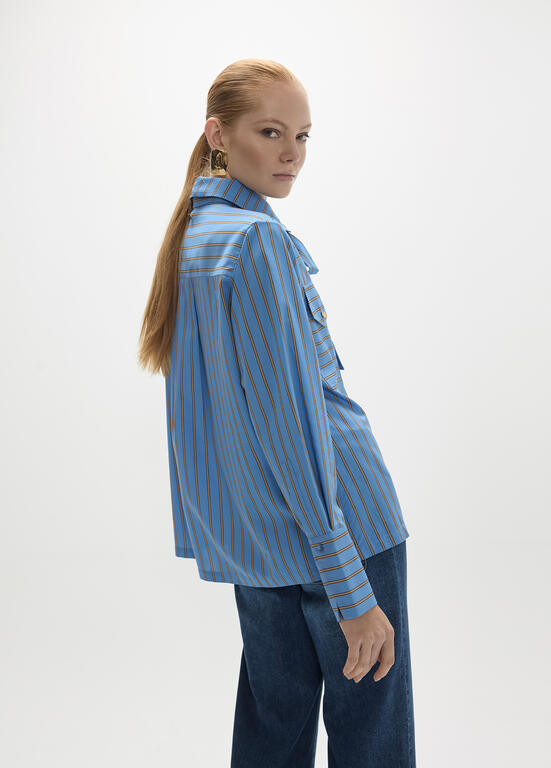 LOLA CASADEMUNT MAITE BLUE STRIPE BLOUSE MF2615014 226