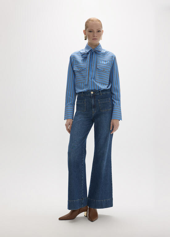 LOLA CASADEMUNT MAITE BLUE STRIPE BLOUSE MF2615014 226