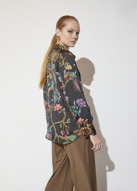 LOLA CASADEMUNT MAITE BLACK FLORAL BLOUSE MF2615017 226