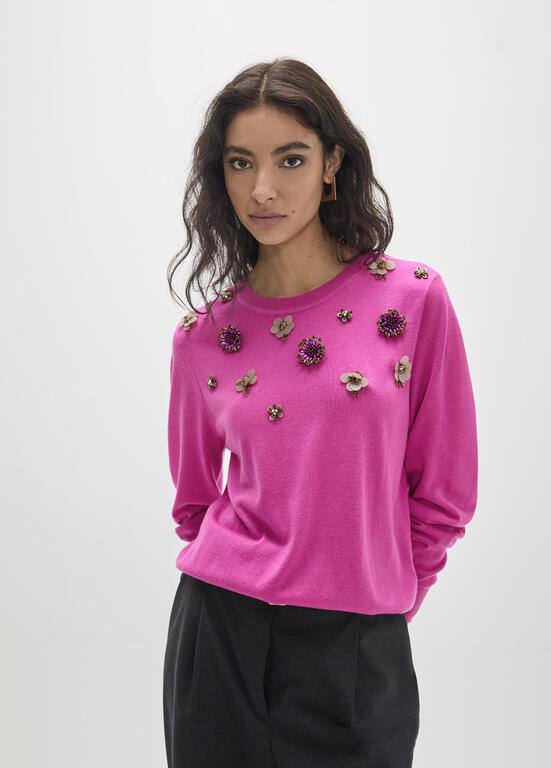 mf2611015 lola casademunt maite pink embellished knit