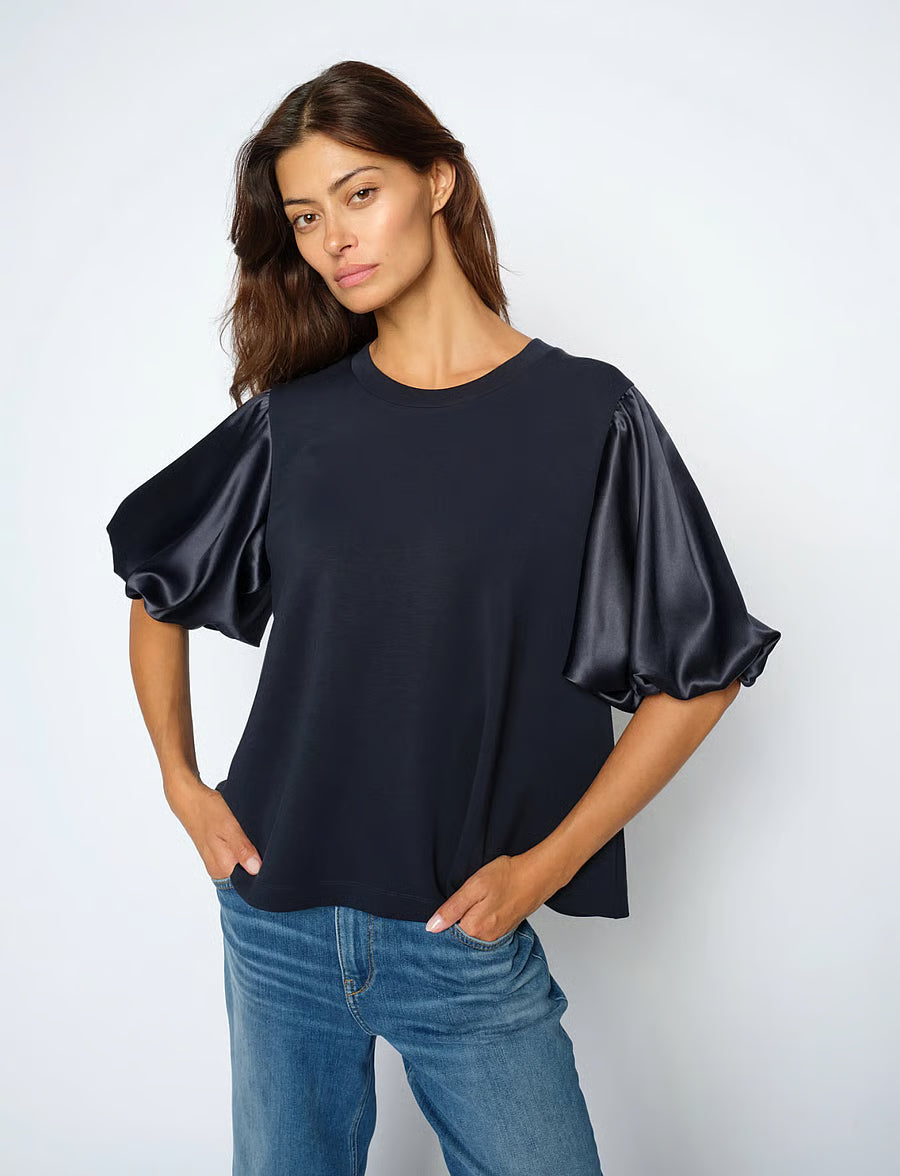 MOS MOSH MMDUBA O-SS SATIN SWEATSHIRT NAVY 180830 226