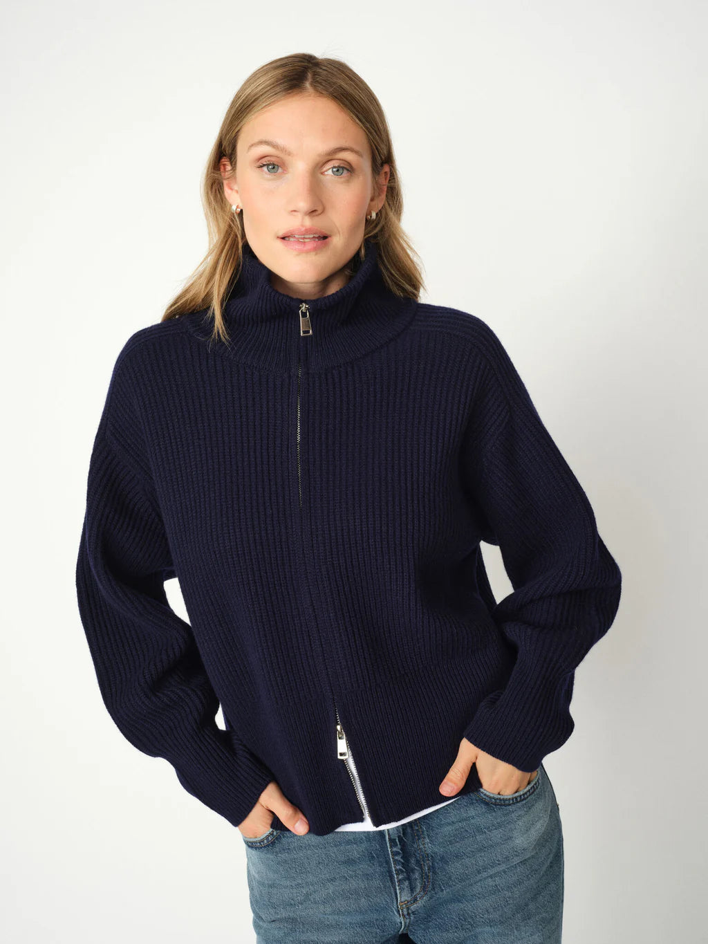 mos mosh navy wool cardigan stocked at macbees ireland 