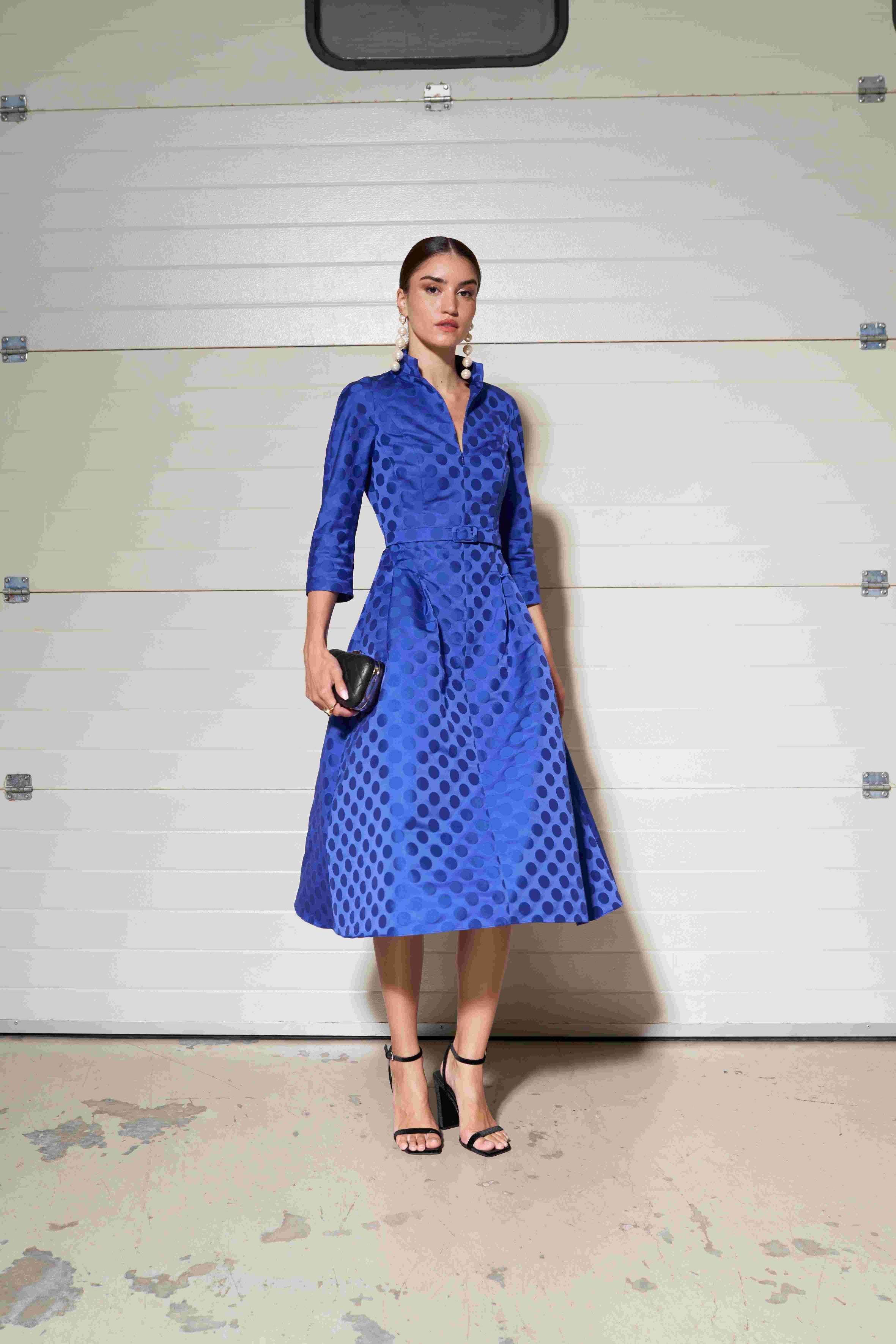 moskada blue dot dress 8323col004blue. shop macbees killarney ireland 