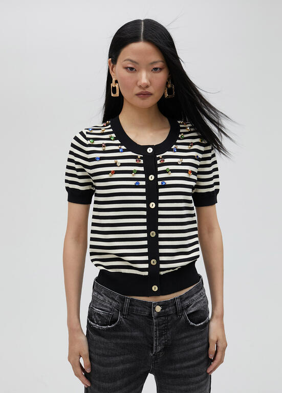 LOLA CASADEMUNT BEJEWLLED STRIPE KNIT 2511002 125