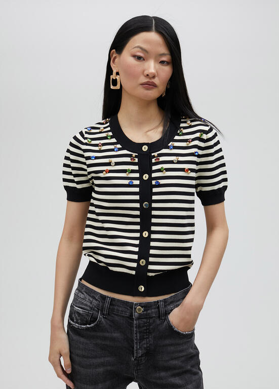 LOLA CASADEMUNT BEJEWLLED STRIPE KNIT 2511002 125