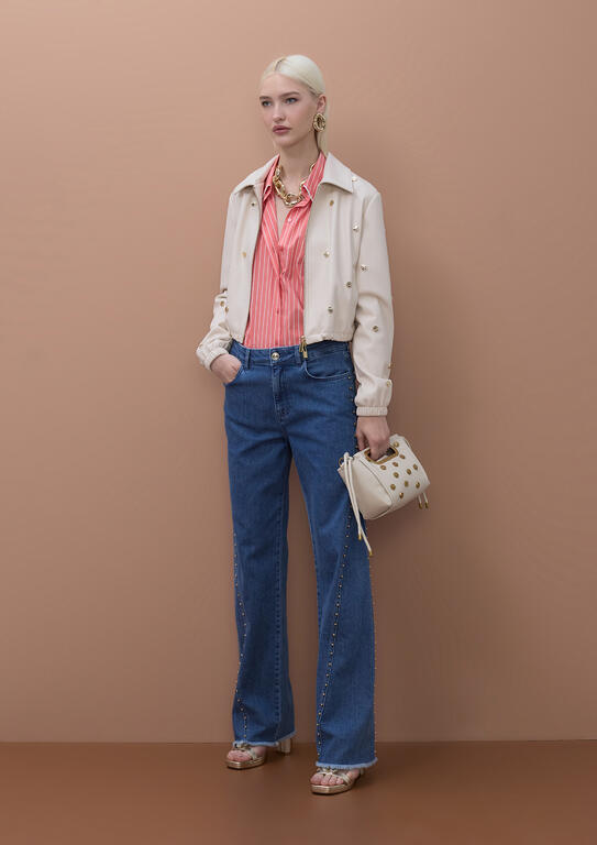 LOLA CASADEMUNT MITE CREAM STUDDED BOMBER JACKET MS2602023 126